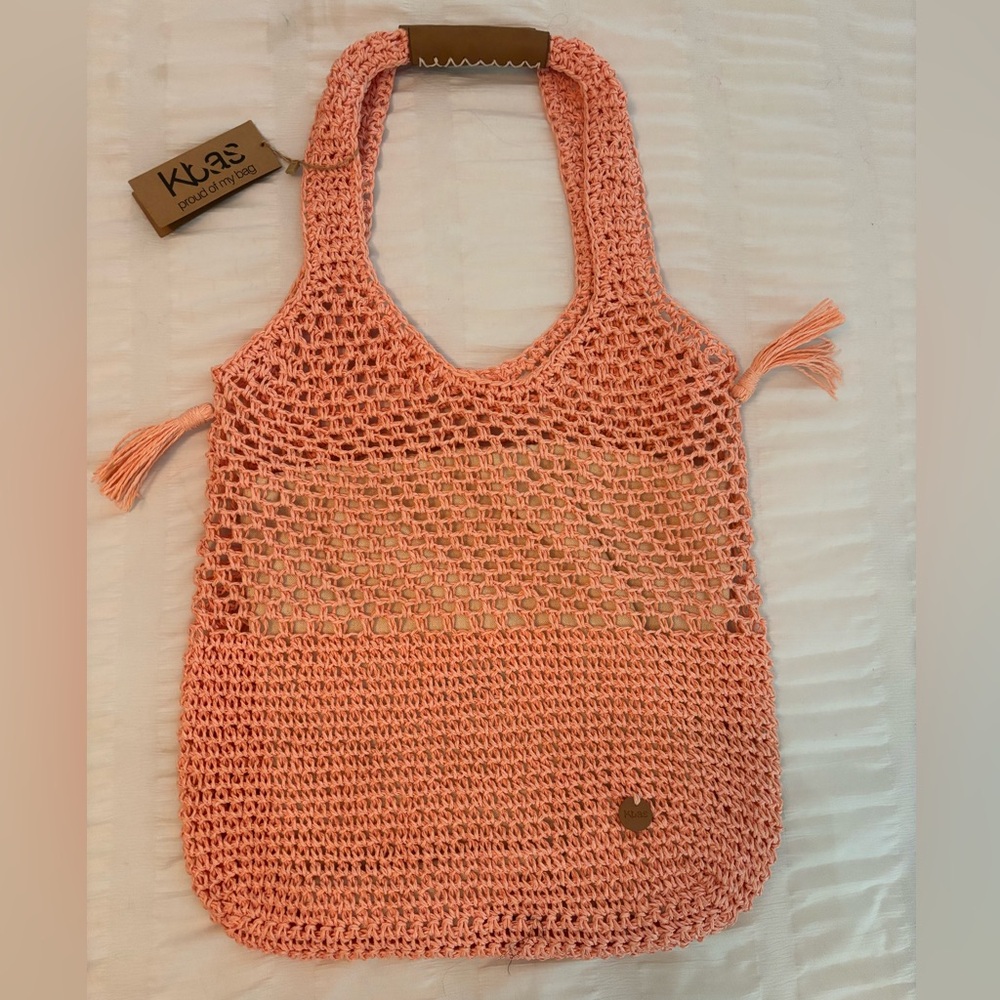 Kbas handmade boho bag with Natural Fibers 100% Rafia Sintetica- NWT